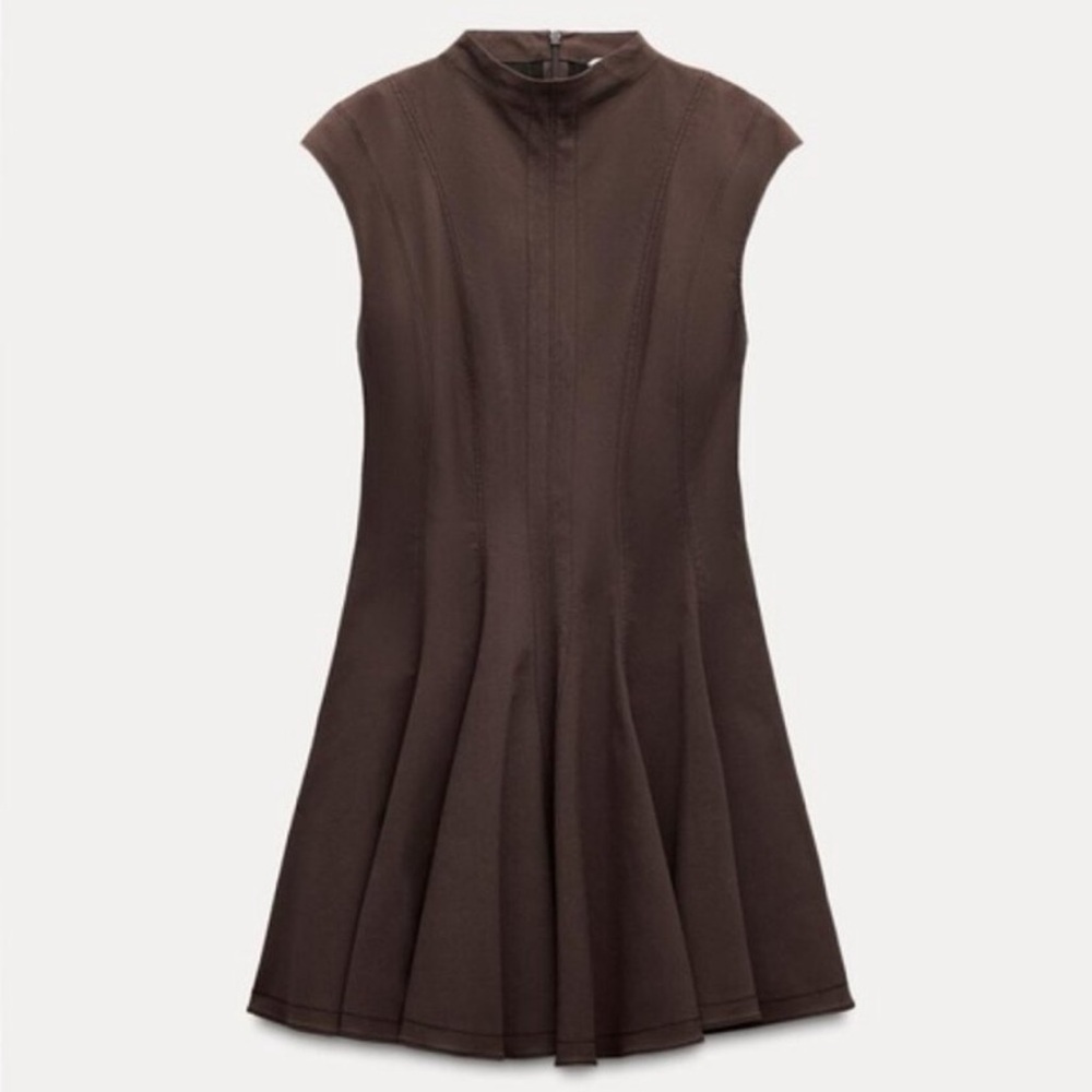 ZARA MINI GODET DRESS
ZW COLLECTION

Zara Chocolate Brown Mini Dress